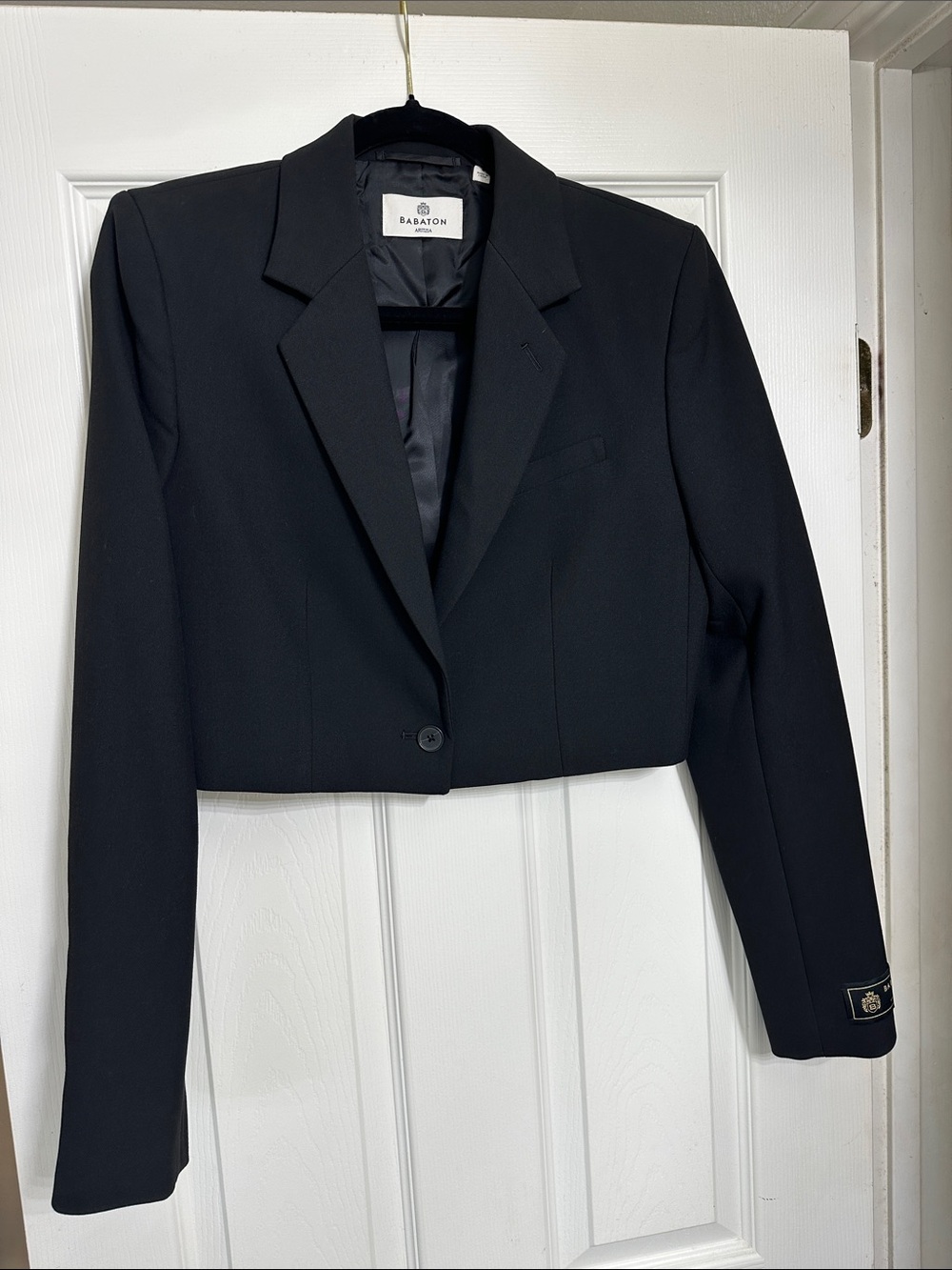 Aritzia Babaton Cropped Black Blazer Jacket